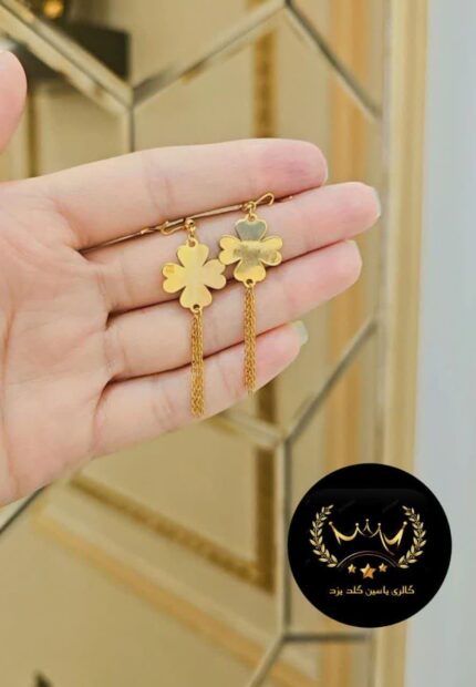 گوشواره آویزی طرح گل چهار پر
