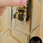 گوشواره زنجیری و آویز طرح لوزی